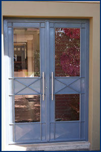 Blue Steel Framed Door